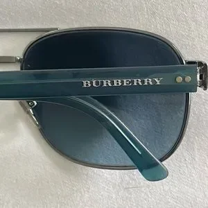 Authentic Burberry sunglasses in excellent condition. Sides are a greenish blue Burberry B 4123 3355/87 Blue 57/18/140 Sunglasses Made in  main image 4